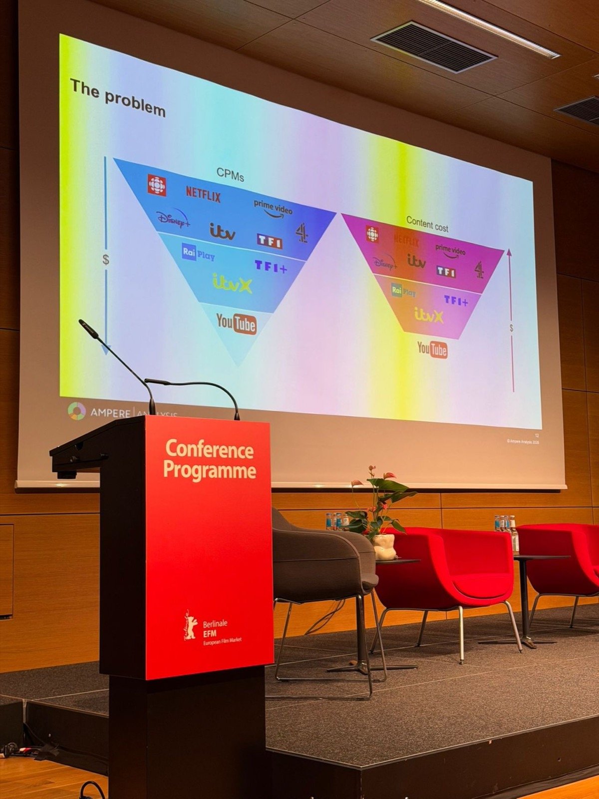 Vortrag auf dem European Film Market, Publikum vor einer großen Leinwand